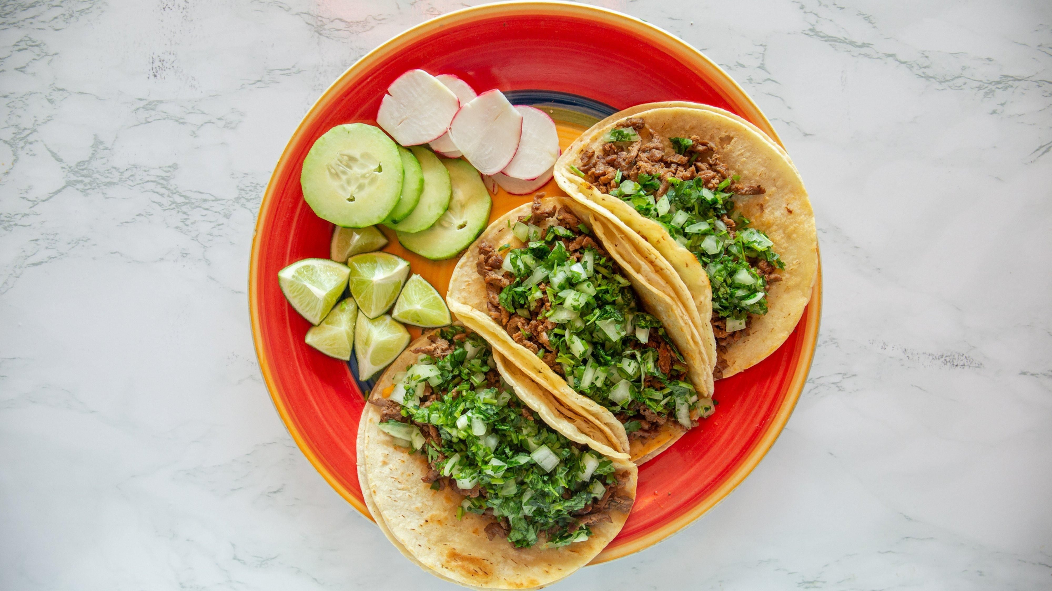 3 traditional tacos.
